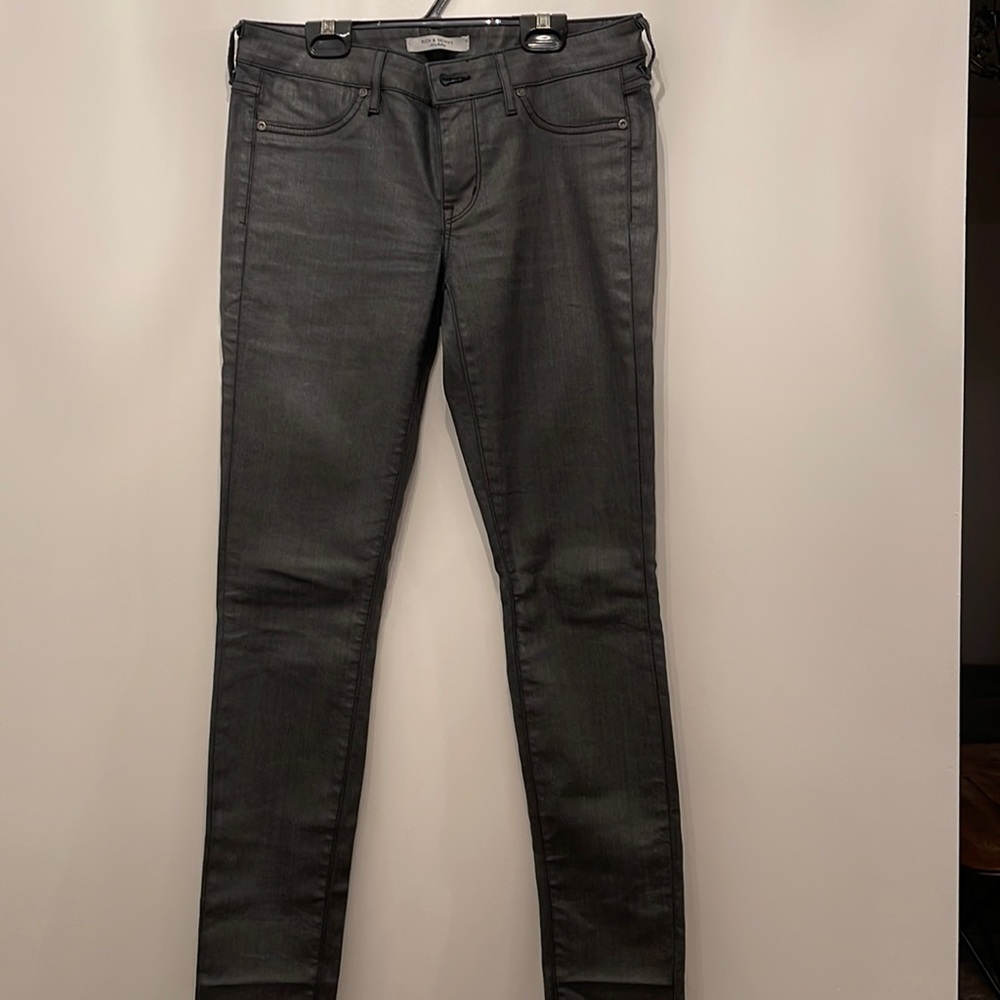 Grey coated jeans